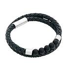 by BILLGREN Läderarmband, dubbel/beads, svart/charcoal 8193 43 cm