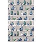 Osborne & Little Raku Indigo/Ivory/Jade tapet W7560-01
