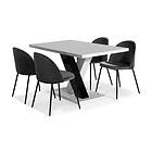 Scandinavian Choice Cesi Matgrupp 140 cm med 4 Felipe Stol Sammet Hvit/Sort/Krom