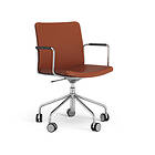 Swedese Stella kontorsstol höj/sänkbar med svikt läder elmosoft 33004 brun-krom