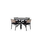 Venture Home Alma Matgrupp Rund Ø120cm 4 Paola Matstolar Sort/natur GR21262