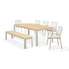 Lifestyle Garden Portals Matgrupp 209 cm 5 Karmstolar Benk Teak/Vit