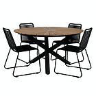Venture Home Mexico Matgrupp Rund Ø140cm 4 Lindos Stolar Sort/Gul GR21774