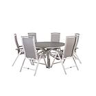 Venture Home Copacabana Matgrupp Rund Ø140cm 6 Positionsstolar Grey/Vit GR19015