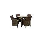 Möbelset WICKER bord och 4 stolar 73x73xH71 brun K13348