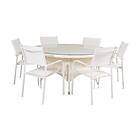 Venture Home Volta Matgrupp Rund Ø150cm 6 Santorini Armchairs Glass/Vit GR18739