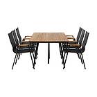 Comfort Garden Trio Matgrupp 6 LAS Vegas Karmstolar Svart/Teak