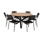 Venture Home Mexico Matgrupp Rund Ø140cm 6 Lindos Armchairs Svart GR19006