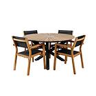 Venture Home Mexico Matgrupp Rund Ø140cm 4 Venice Stolar Sort/Grå GR21762