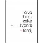BGA Fotobutikk Familjeekvation Vit - 4 Namn