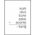 BGA Fotobutikk Familjeekvation Vit - 5 Namn