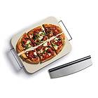 KitchenCraft World of Flavours rektangulär keramisk pizzasten och gungande pizzakärare set, 2 delar