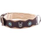 Martin Sellier Bulldog Turquoise Läderhalsband med Nitar Brun