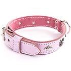 Martin Sellier Bulldog Diamant Läderhalsband med Nitar Rosa