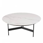 Macabane Table basse ronde Blanc 78x78cm plateau effet marbre piètement métal DALY