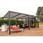 Habrita Pergola bioclimatique Aluminium XXL avec 5 panneaux moucharabieh pour côté 3,60 m