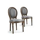 3S. X Home Lot de 2 Chaises Médaillon Tissu Marron et Gris VERSAILLES