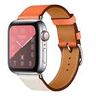 Kamda Armband för Apple Watch 38/40/41mm PU-läder Tvåfärgad Orange & Vit