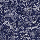 Ljungbergs Textil Grazia Grande negativ Marinblå Tyg