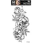 Tillfällig Tatuering 19 x 9cm 3 st ljusa svartvita blommor