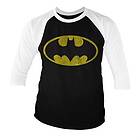 Batman Distressed Logo Baseball 3/4 Sleeve Tee, Long Sleeve T-Shirt (Herr)