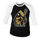 Aquaman Baseball 3/4 Sleeve Tee, Long Sleeve T-Shirt (Herr)