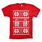 Retro X-Mas Knit Pattern T-Shirt (Herr)