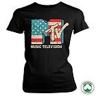 MTV Distressed USA-Flag Organic Girly T-Shirt (Dam)