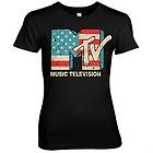 MTV Distressed USA-Flag Girly Tee T-Shirt (Dam)