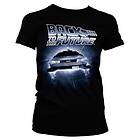 Back To The Future Flying Delorean Girly Tee T-Shirt (Dam)