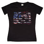 USA Flag With Peace Symbols Girly T- shirt T-Shirt (Dam)