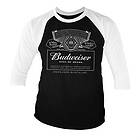 Budweiser White Logo Baseball 3/4 Sleeve Tee, Long Sleeve T-Shirt (Herr)