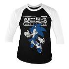 Sonic The Hedgehog Japanese Logo Baseball 3/4 Sleeve Tee, Long Sleeve T-Shirt (Herr)