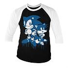 Sonic and Tails Sprayed Baseball 3/4 Sleeve Tee, Long Sleeve T-Shirt (Herr)