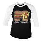 MTV Hamburger Baseball 3/4 Sleeve Tee, Long Sleeve T-Shirt (Herr)