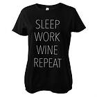 Sleep-Work-Wine Repeat Girly Tee T-Shirt (Dam)
