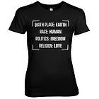 Birthplace Earth Girly Tee T-Shirt (Dam)