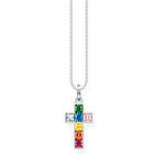 Thomas Sabo Rainbow heritage cross colourful stones silver halsband KE2166-477-7-L45V