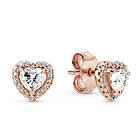 Pandora 14k Rose Gold-Plated Sparkling Heart örhängen 288427C01