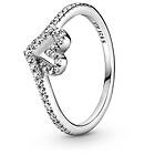 Pandora ring Stackable Sparkling Wishbone Heart 199302C01-56