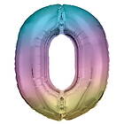 Sifferballong 86 cm hög rainbow, siffran 0 – pynta födelsedagskalaset!