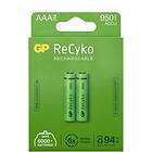 GP Batteries ReCyko NiMH AAA-batterier 950 mAh (R6) 2-P