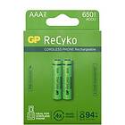 GP Batteries ReCyko NiMH AAA-batterier 650 mAh (R6) 2-P