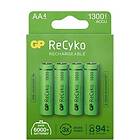 GP Batteries ReCyko NiMH AA-batterier 1300 mAh (R6) 4-P