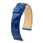 Hirsch GENUINE CROCO Krokodil Blue L 18 mm