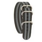 James Bond Dr Nato Straps ZULU THREE Black Grey Strap Satin 20 mm