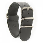 Style Dr Nato Straps ZULU FIVE Ring Black Leather Satin 18 mm