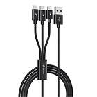 Devia 3i1 USB Lightning USB-C microUSB 1.2 m 3A svart