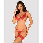 Obsessive Mellania Underwire Bra & Crotchless Panties, Red Röd S/M