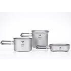 Keith Titanium 3-piece Titanium Pot And Pan Cook Set Titan 1,2+0,8+0,4l